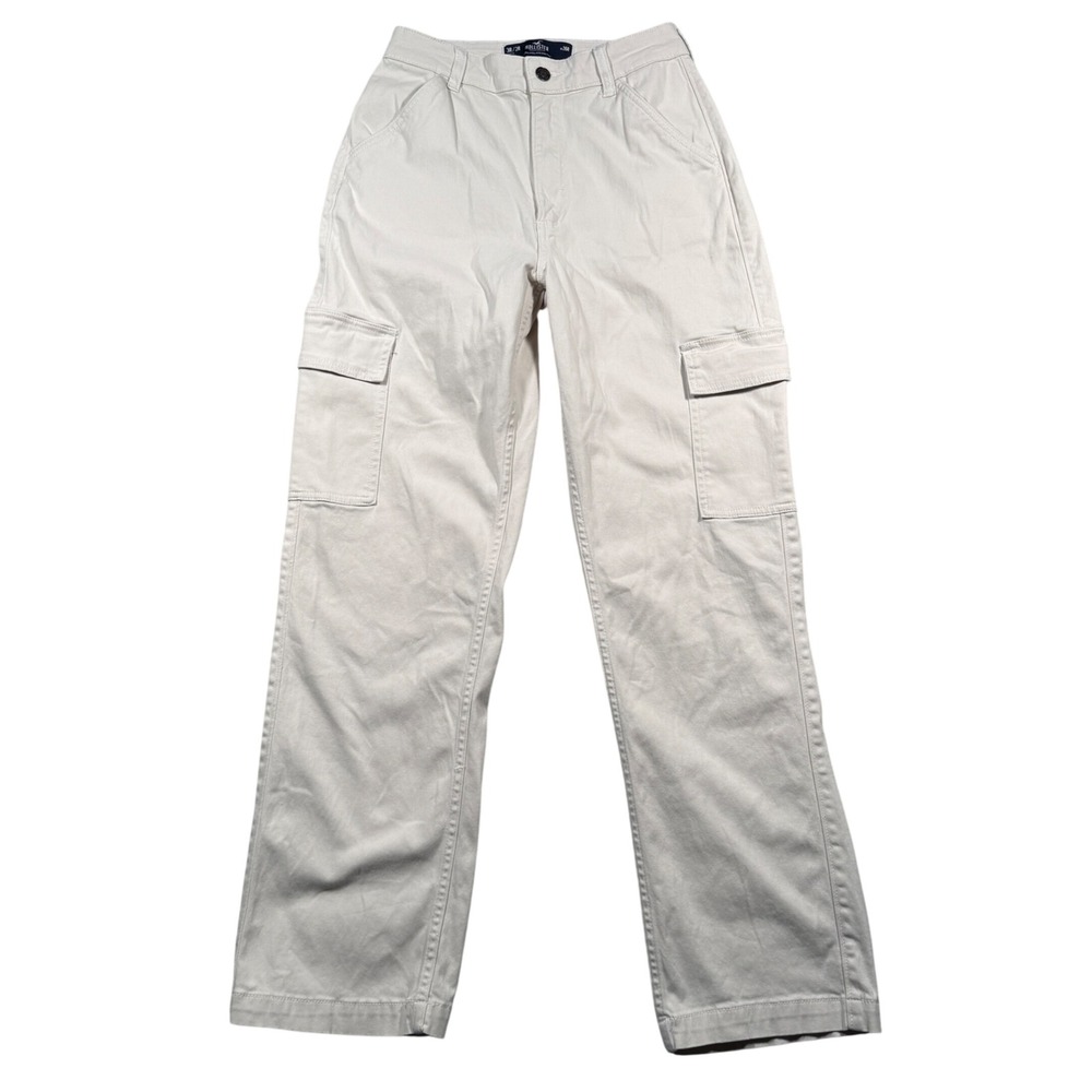 Hollister Ultra High Rise Dad Pant, Women's Size 26R Beige Cotton Stretch Cargo